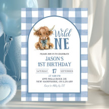 Blue Heifer Bull First Birthday Invitation