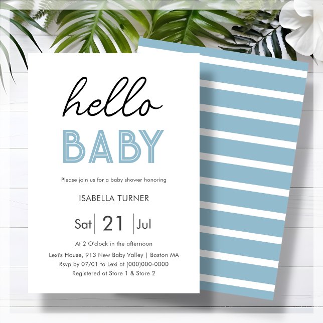 Blue | Hello Baby |  Baby Shower Invitation (Creator Uploaded)