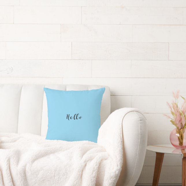 Blue hello Throw Pillow (Couch)