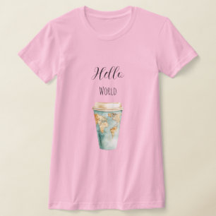 Blue Hello World Coffee Cup T-Shirt