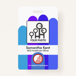 Blue Helping Hand Staff Photo Template ID ID Badge