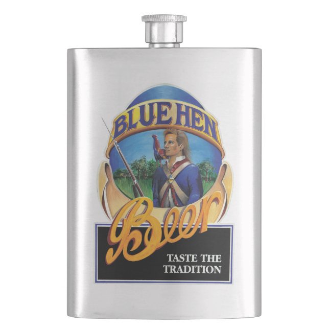 Blue Hen Beer Stainless Steel Flask (Front)