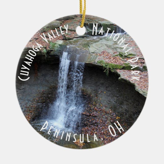 Blue Hen Falls at Cuyahoga Valley National Park Ceramic Tree Decoration (Front)
