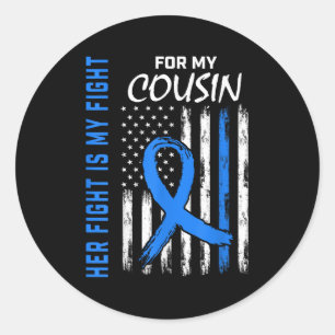 Blue Her Fight Is My Fight Diabetes Awareness Shir Classic Round Sticker