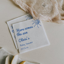 Blue Here Comes The Son Hand Drawn Baby Shower