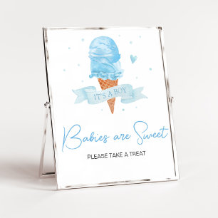 Blue Here's the Scoop Baby Shower Babies are Sweet Poster