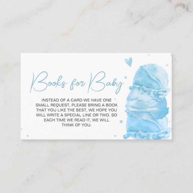 Blue Here's the Scoop Baby Shower Books for Baby Enclosure Card (Front)