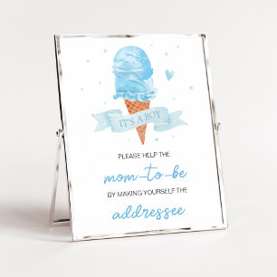 Blue Here's the Scoop Baby Shower Envelope Station Poster