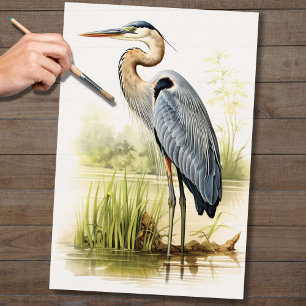 Blue Heron 1 Decoupage Paper