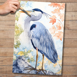 Blue Heron 4 Decoupage Paper