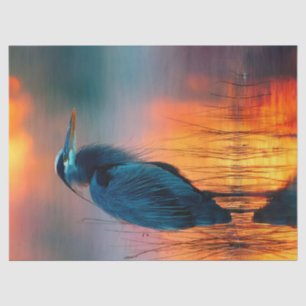 Blue Heron at Sunrise Decoupage Tissue Paper