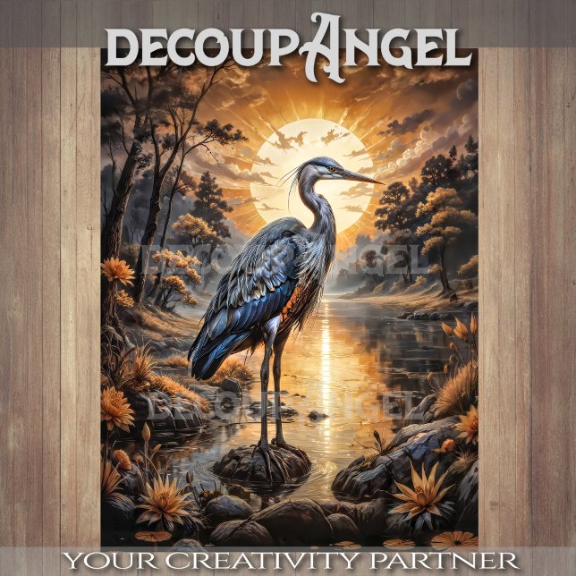 Blue Heron at Sunrise Decoupage Tissue Paper (Creator Uploaded)