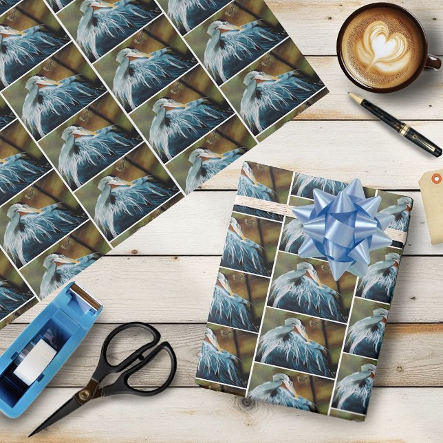 Blue Heron Bird Wrapping Paper (Creator Uploaded)