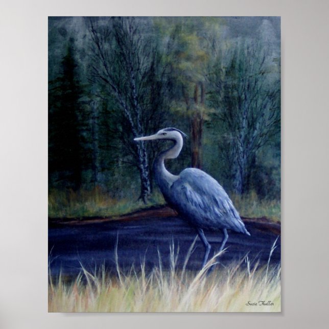 Blue Heron by Suzie Thaller Poster (Front)