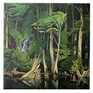 Blue Heron Canadian Painting by A J Casson Tile