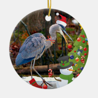 Blue Heron Christmas Ceramic Tree Decoration