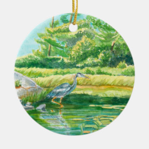 Blue Heron Christmas Ornament