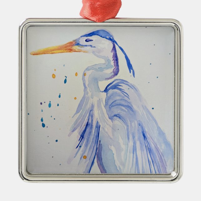 Blue Heron Christmas Ornament (Front)