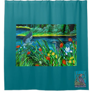 Blue Heron Couple Shower Curtain