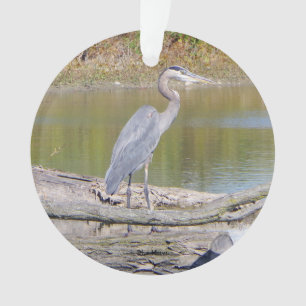 Blue Heron double sided plastic ornament