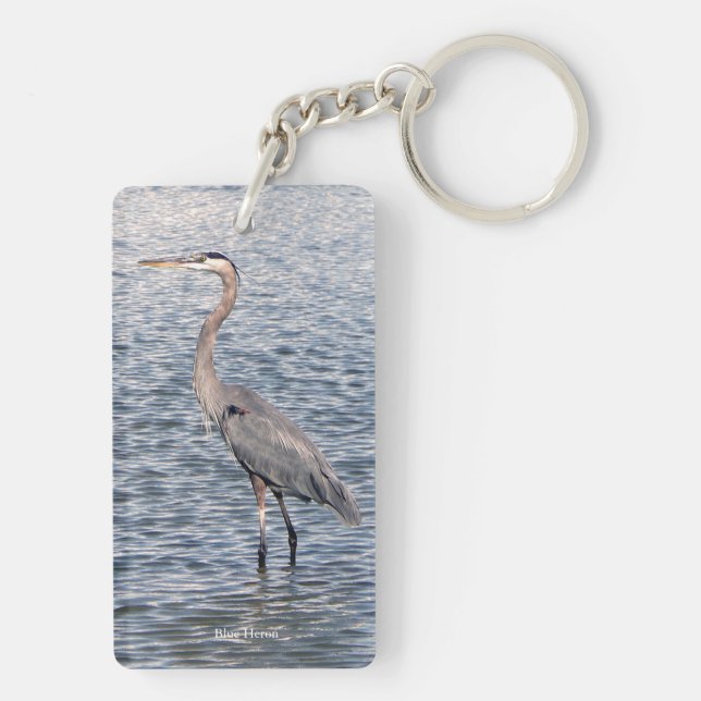 Blue Heron double sided rectangle key chain (Back)