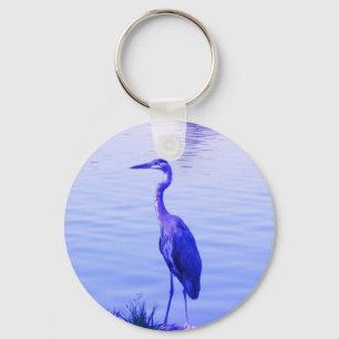 Blue Heron Egret Key Ring