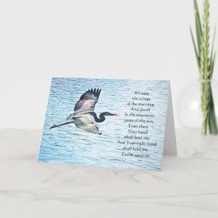 Blue Heron Flying Scripture Card Psalm 139:9-10