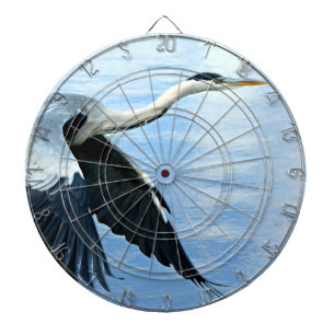 Blue Heron in Flight Over Water Dartboard