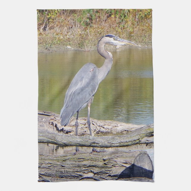 Blue Heron kitchen towel (Vertical)