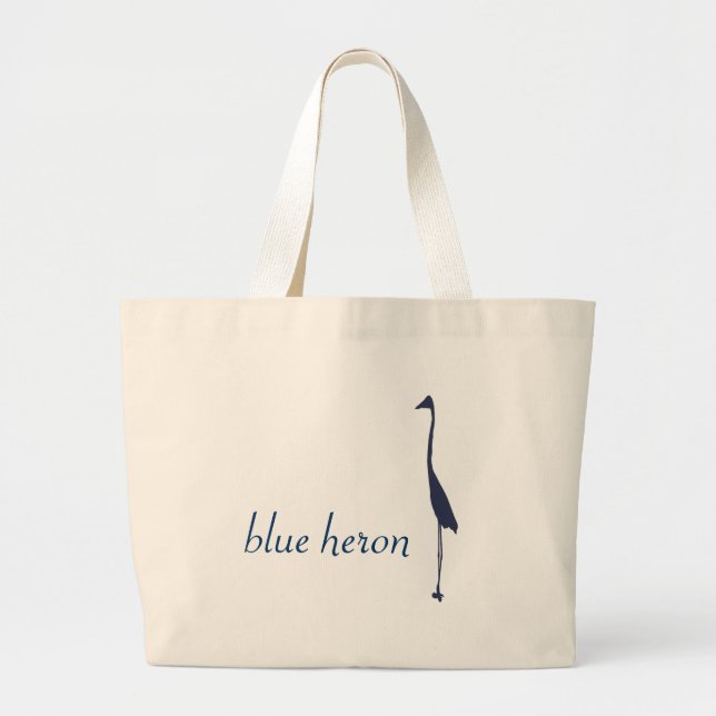 blue heron large tote bag (Front)