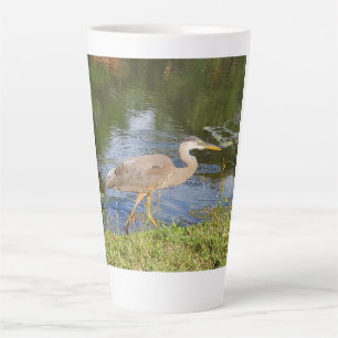 Blue heron latte mug
