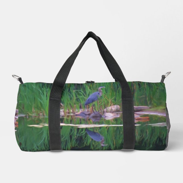 Blue Heron Nature Painting  Duffle Bag (Front)