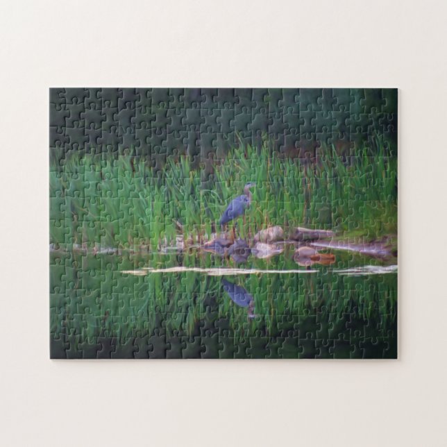 Blue Heron Nature Photo Painting  Jigsaw Puzzle (Horizontal)