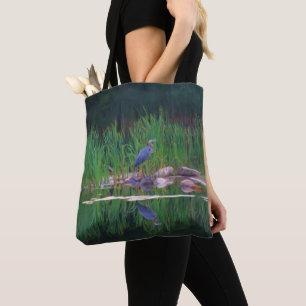 Blue Heron Nature Photo Painting  Tote Bag