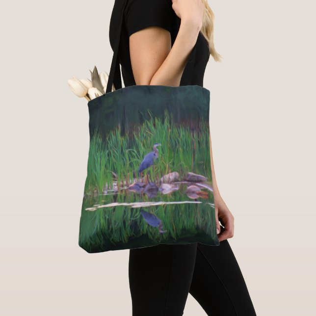 Blue Heron Nature Photo Painting  Tote Bag (Close Up)