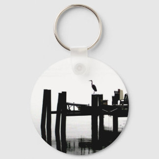 Blue Heron on a Grey Day Key Ring