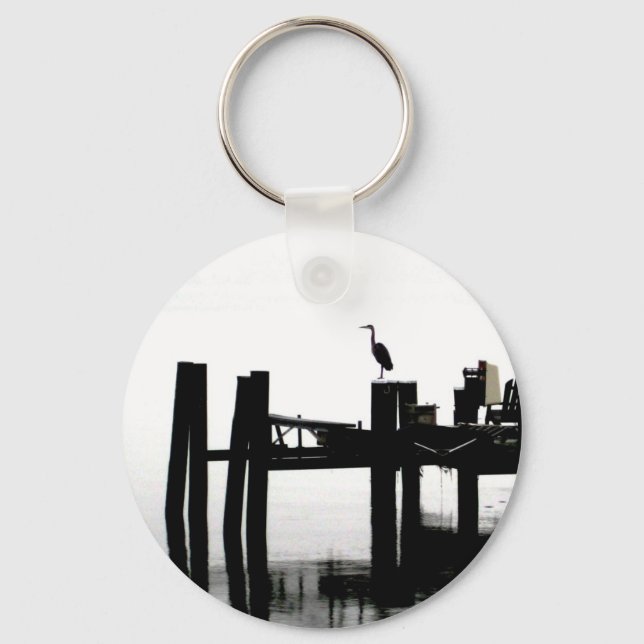 Blue Heron on a Grey Day Key Ring (Front)