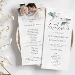 Blue Heron Photo Overlay Script Wedding Programme<br><div class="desc">Blue Heron Photo Overlay Script Wedding Program. Modern elegance for this design with two watercolor blue herons and with your photo to the top edge on the back behind a graduated tint layer with the text partially overlaid on top of your image at the bottom. The main header Welcome is...</div>