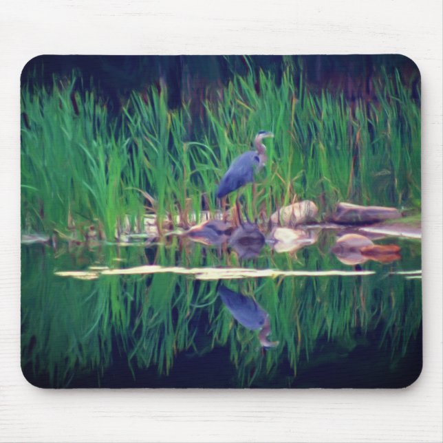 Blue Heron Reflections Animal Art  Mouse Mat (Front)