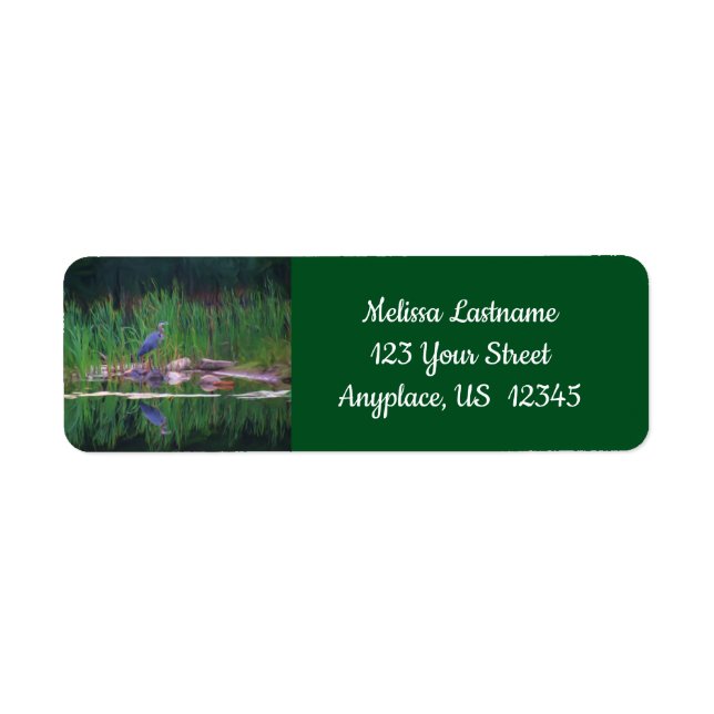 Blue Heron Reflections Animal Painting Address (Front)