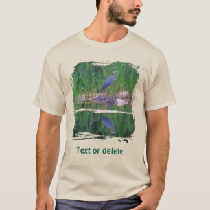 Blue Heron Reflections Animal Painting T-Shirt