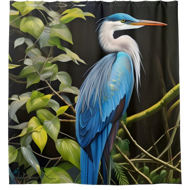 Blue Heron Shower Curtain (Front)