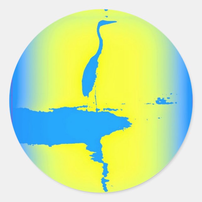 blue heron sunrise classic round sticker (Front)