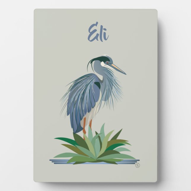 Blue Heron Tabletop Plaque with Easel (Front)