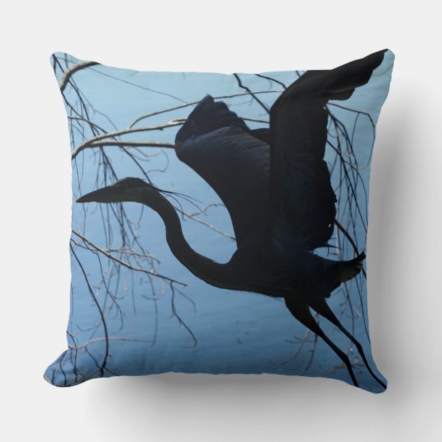 Blue Heron Throw Pillow (20" x 20") (Front)