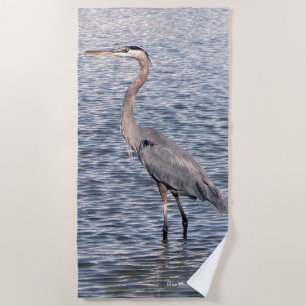 Blue Heron water beach towel