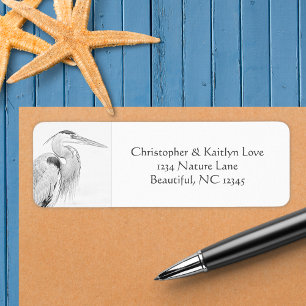 Blue Heron Water Bird Sketch Address