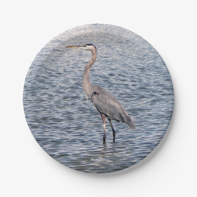 Blue Heron water paper plate (Front)