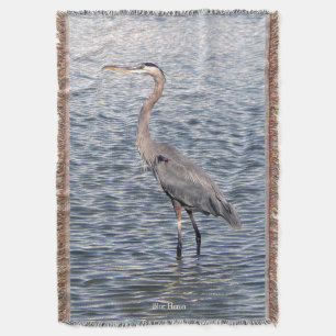 Blue Heron water throw blanket