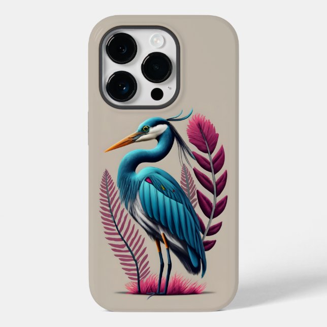 Blue Heron with Some Pink Feathers Serene Wildlife Case-Mate iPhone Case (Back)